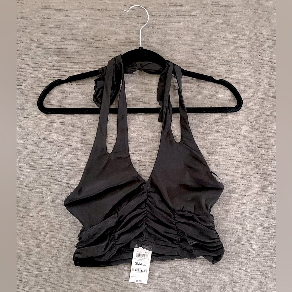 NWT S Bar III Mesh Keyhole Halter Neck Crop Top